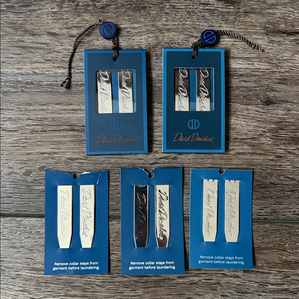 NWT David Donahue metal Dress Shirt Collar Stays - 5 sets for 10 total